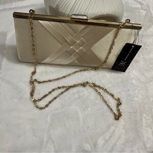 I.n.c. International Concepts Kelsie Clutch Champagne/Gold NWD OS